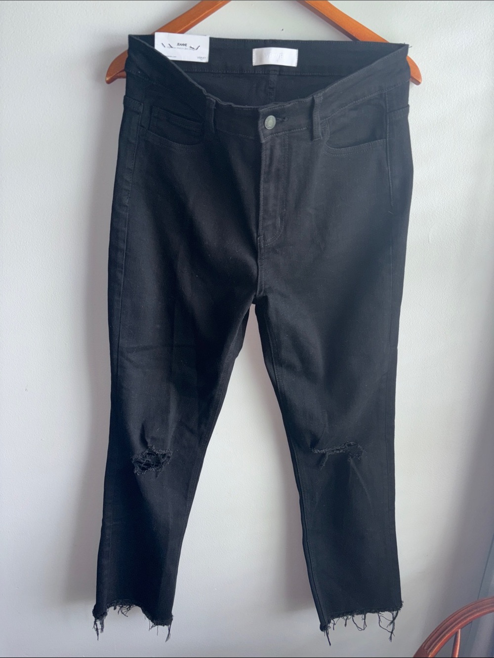 Black Distressed Skinny Jeans for Women — Stretchy High-Rise Fit